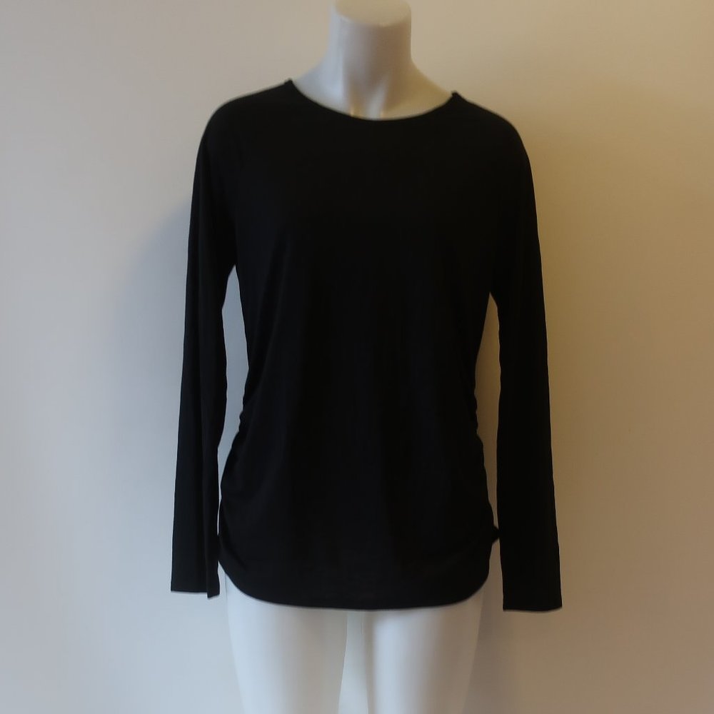 Askya Black Long Sleeve Top With Open Circle Back Sz M*